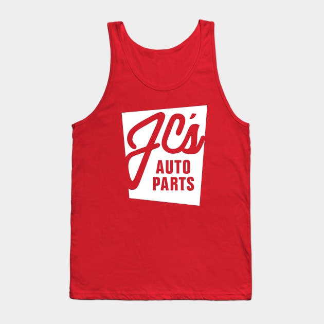 JC Auto Parts - (Double-Sided Alt Design White on Solid Color) Tank Top by jepegdesign